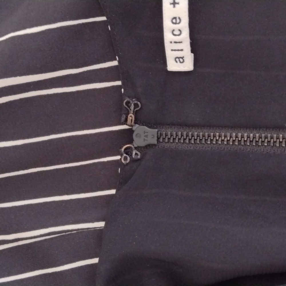 Alice & Olivia Black Striped Spaghetti Strap Midi Dress Size 0 - Picture 6 of 15